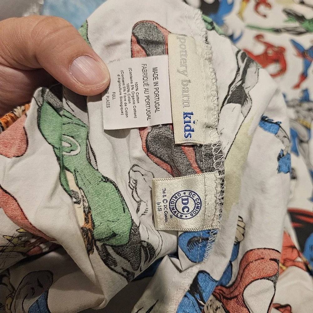 Pottery Barn Kids DC Comics Justice League Full Sheet Set Batman Superman Flash